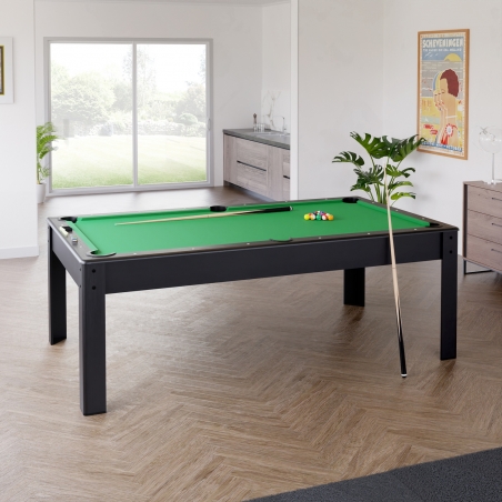 Billard Américain HARMONY 6Ft - 206,5 x 116,5 x 80 cm avec accessoires et plateau dînatoire - Couleur Noir