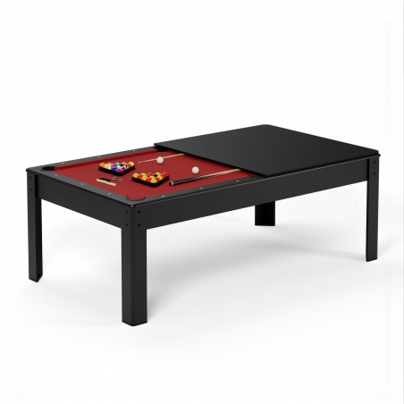 Billard Américain HARMONY 6Ft - 206,5 x 116,5 x 80 cm avec accessoires et plateau dînatoire - Couleur Noir Billard Américain HARMONY 6Ft - 206,5 x 116,5 x 80 cm avec accessoires et plateau dînatoire - Couleur Noir