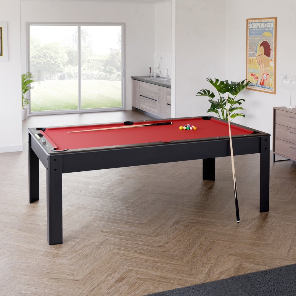 Billard Américain HARMONY 6Ft - 206,5 x 116,5 x 80 cm avec accessoires et plateau dînatoire - Couleur Noir