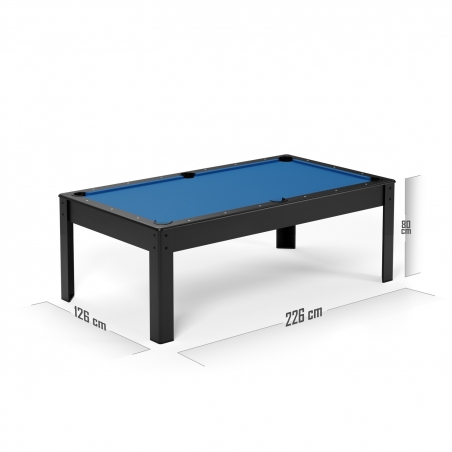 Billard Américain AMBIANCE 7Ft - 226,5 x 126,5 x 80 cm avec accessoires et plateau dînatoire - Couleur Noir