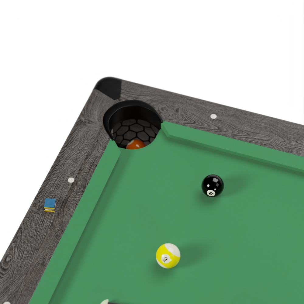 Billard Américain HARMONY 6Ft - 206,5 x 116,5 x 80 cm avec accessoires et plateau dînatoire - Gris