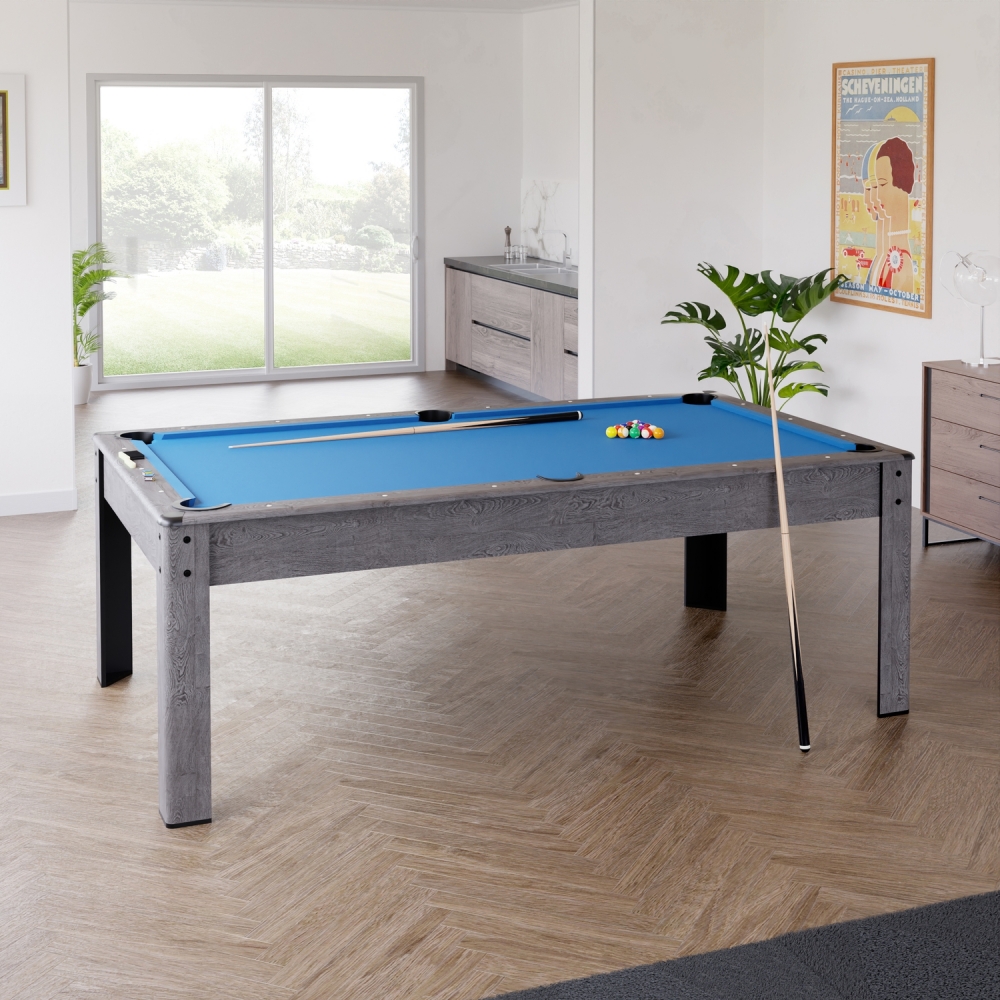 Billard Américain HARMONY 6Ft - 206,5 x 116,5 x 80 cm avec accessoires et plateau dînatoire - Gris