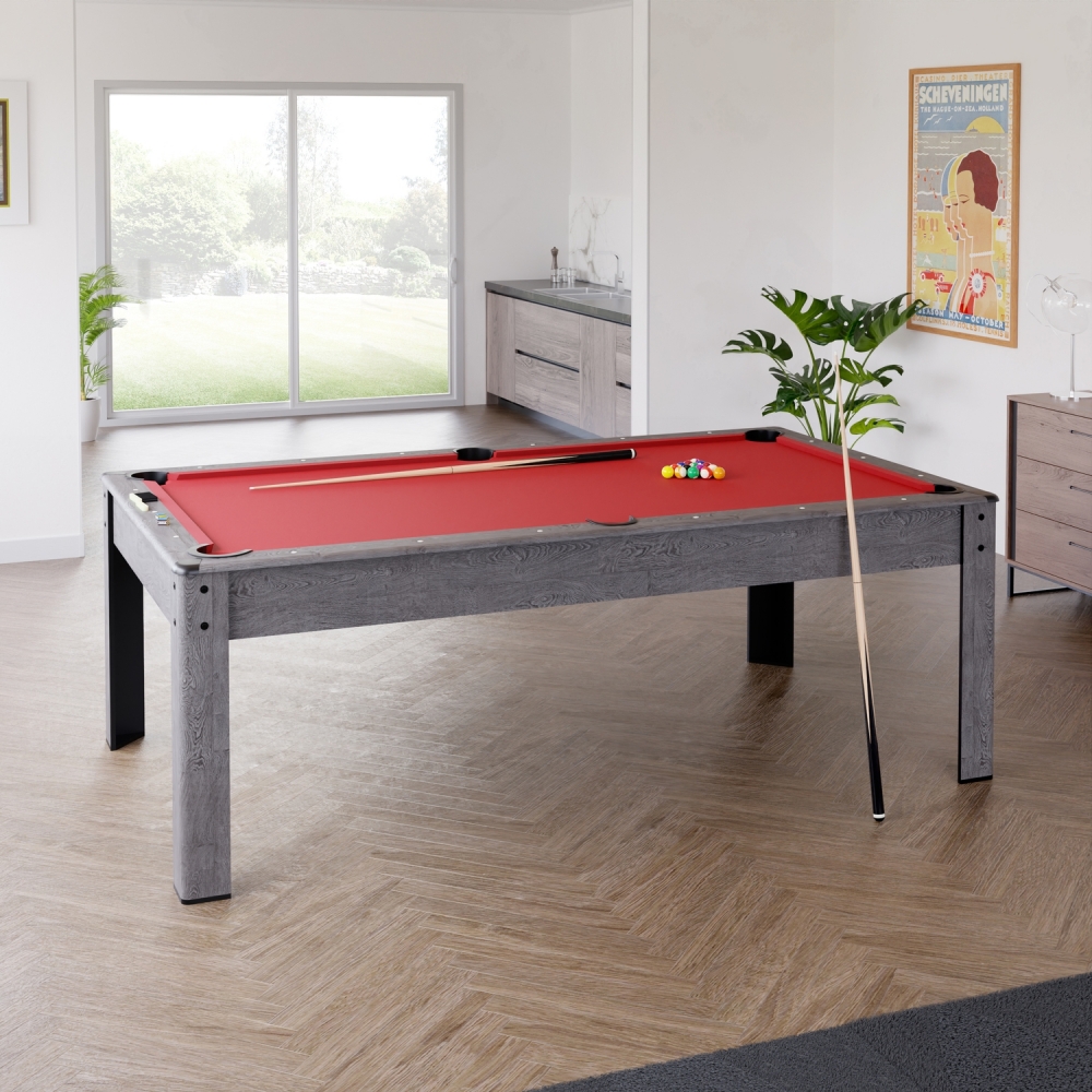 Billard Américain HARMONY 6Ft - 206,5 x 116,5 x 80 cm avec accessoires et plateau dînatoire - Gris