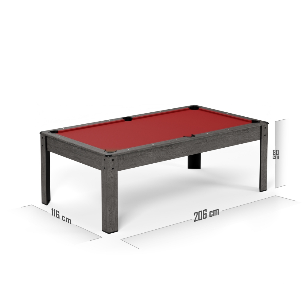 Billard Américain HARMONY 6Ft - 206,5 x 116,5 x 80 cm avec accessoires et plateau dînatoire - Gris