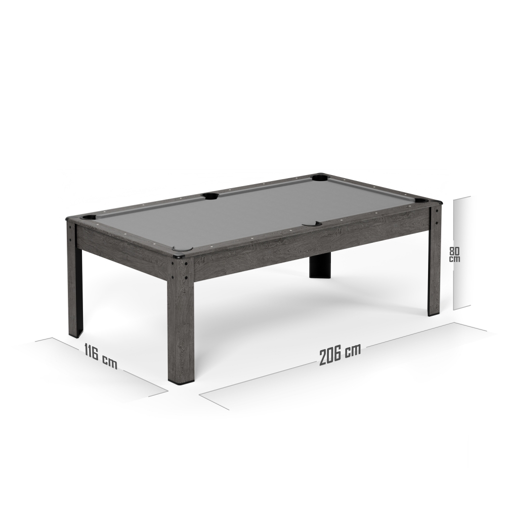 Billard Américain HARMONY 6Ft - 206,5 x 116,5 x 80 cm avec accessoires et plateau dînatoire - Gris