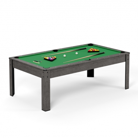 Billard Américain AMBIANCE 7Ft - 226,5 x 126,5 x 80 cm avec accessoires et plateau dînatoire - Gris