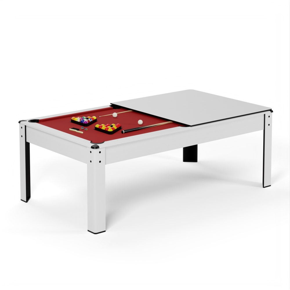 Billard Américain HARMONY 6Ft - 206,5 x 116,5 x 80 cm avec accessoires et plateau dînatoire - Couleur Ivoire