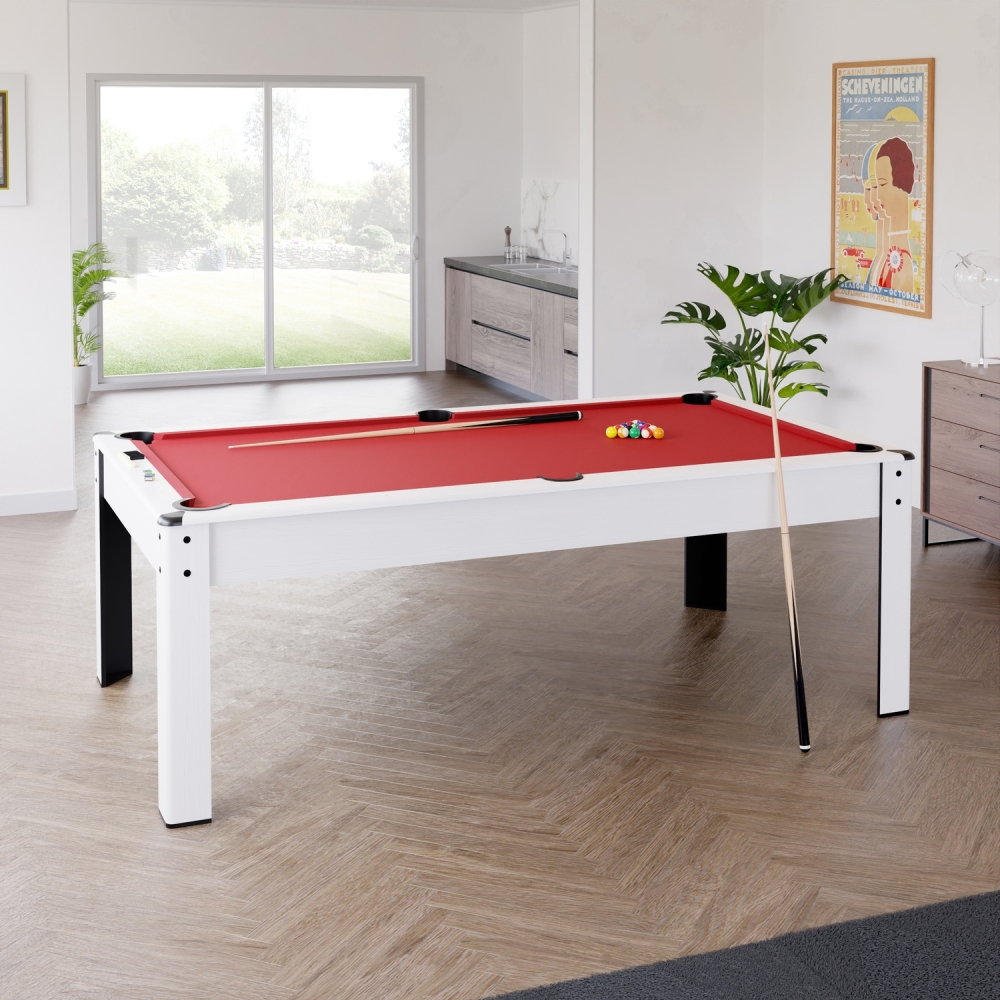 Billard Américain HARMONY 6Ft - 206,5 x 116,5 x 80 cm avec accessoires et plateau dînatoire - Couleur Ivoire