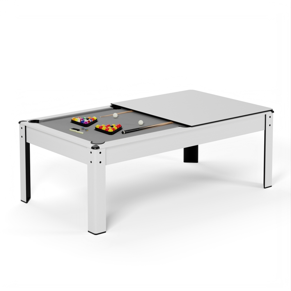 Billard Américain HARMONY 6Ft - 206,5 x 116,5 x 80 cm avec accessoires et plateau dînatoire - Couleur Ivoire