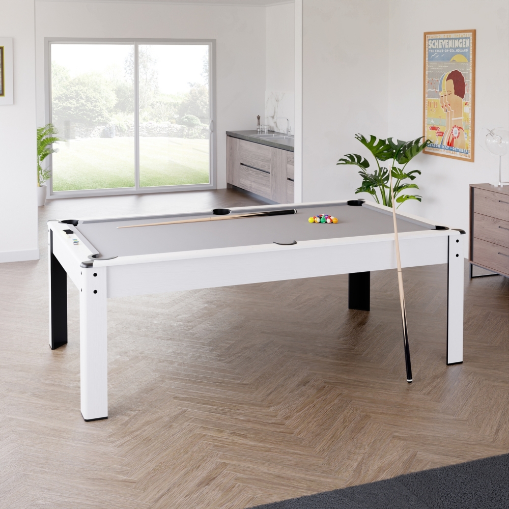 Billard Américain HARMONY 6Ft - 206,5 x 116,5 x 80 cm avec accessoires et plateau dînatoire - Couleur Ivoire