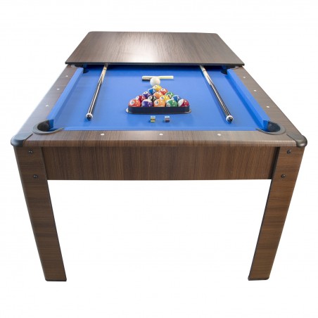 Billard Américain AMBIANCE 7Ft - 226,5 x 126,5 x 80 cm avec accessoires et plateau dînatoire - Couleur Chêne