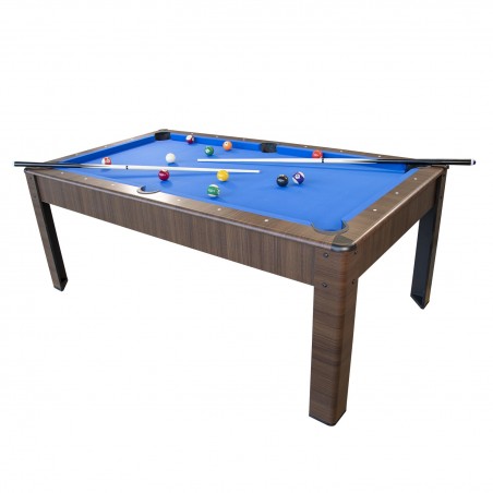 Billard Américain AMBIANCE 7Ft - 226,5 x 126,5 x 80 cm avec accessoires et plateau dînatoire - Couleur Chêne