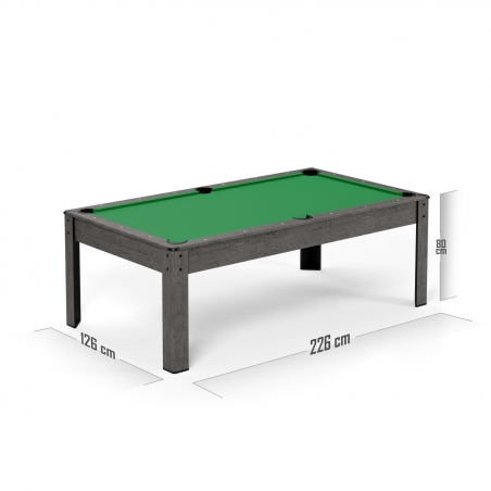 Billard Américain AMBIANCE 7Ft - 226,5 x 126,5 x 80 cm avec accessoires et plateau dînatoire - Gris