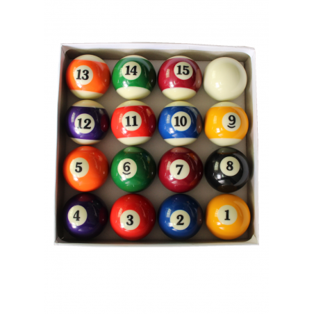 Set de 16 Boules de Billard Américain en résine (57mm) 15 boules multicolores numérotées